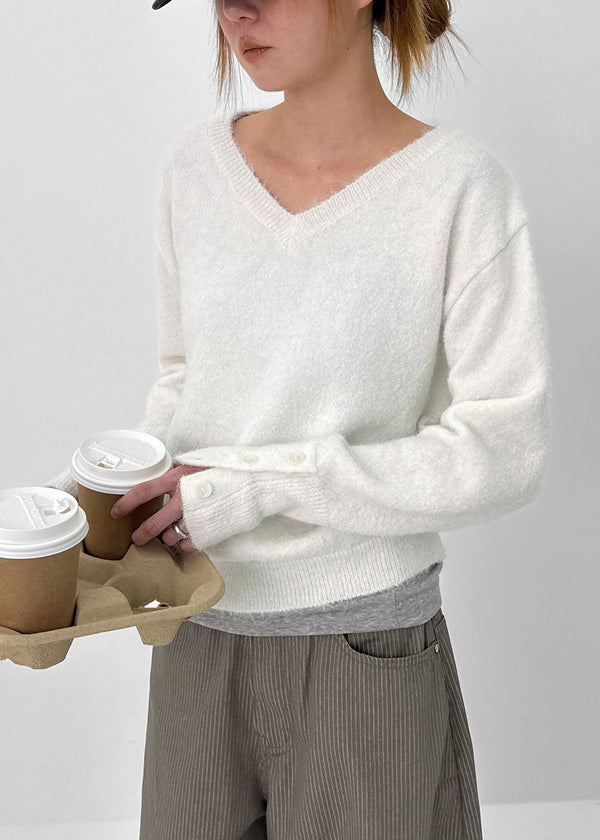 Rohendi V-neck Button Wool Knit