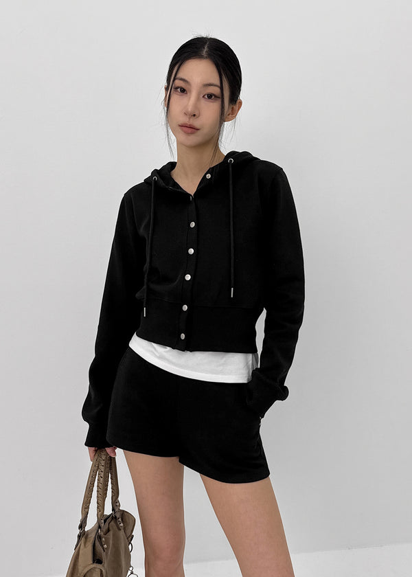 [MADE] Plain Cotton Snap Hooded Jumper