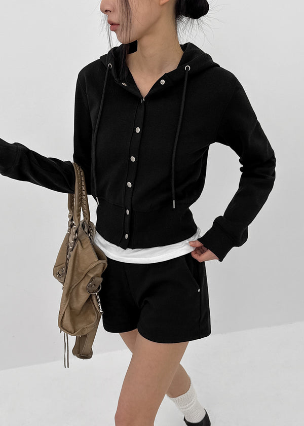 [MADE] Plain Cotton Snap Hooded Jumper