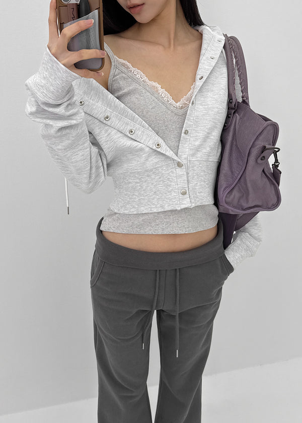 [MADE] Plain Cotton Snap Hooded Jumper