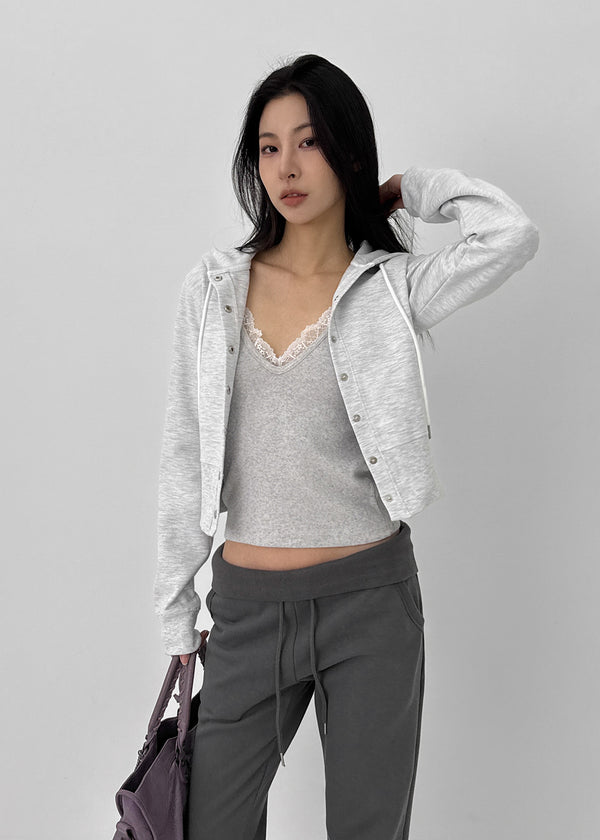 [MADE] Plain Cotton Snap Hooded Jumper