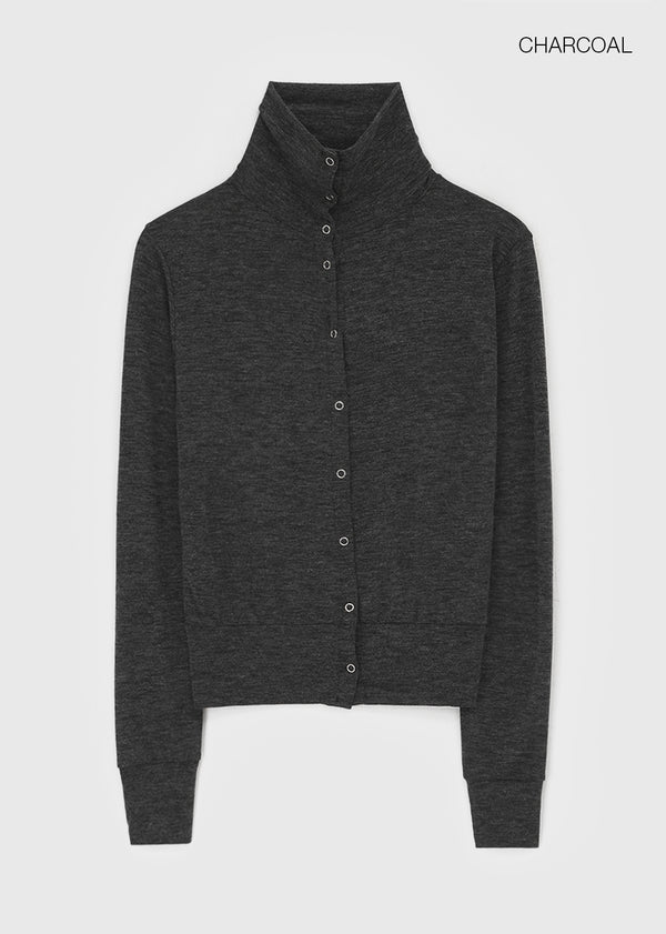 Longle High-neck Eyelet Cardigan