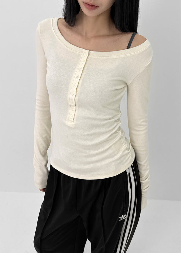 [MADE] Keshire Button Long Sleeve T-shirt