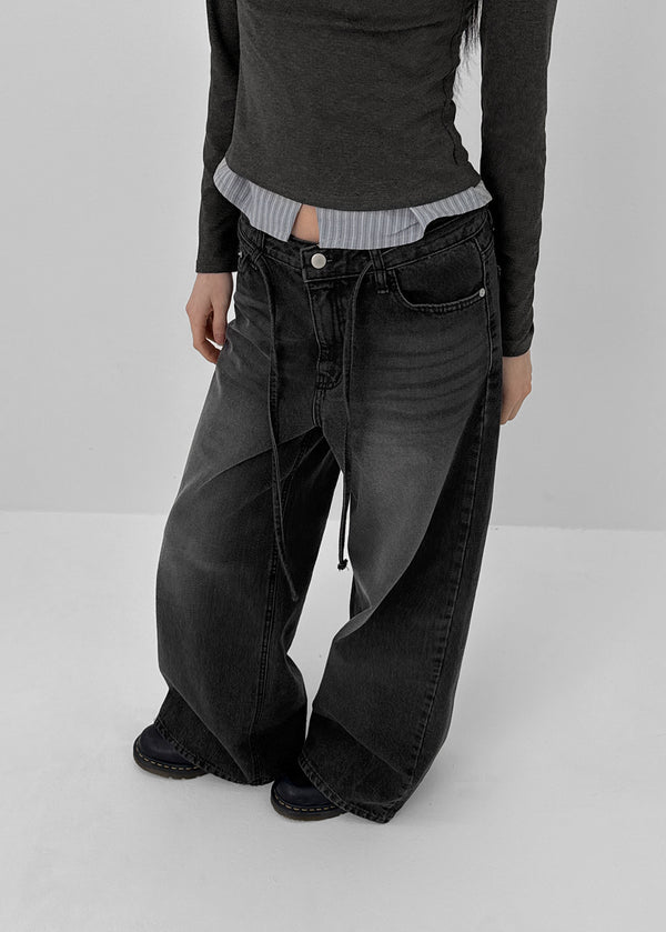 Cloud Strap Wide Denim Pants