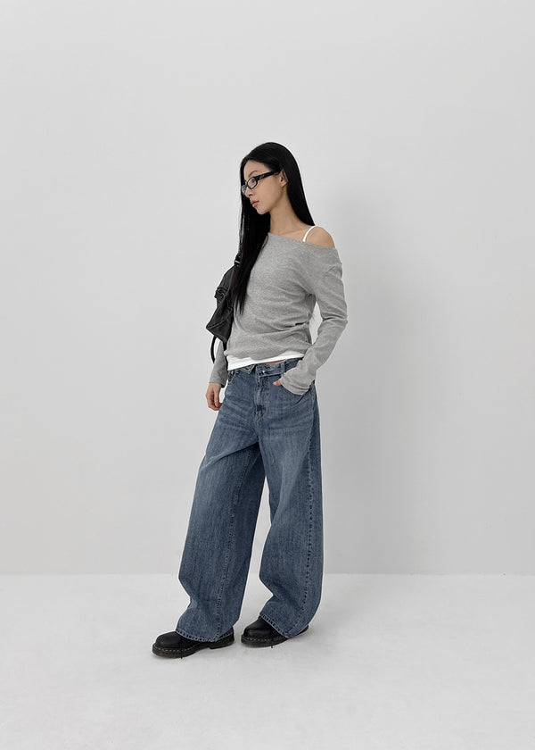 Damong Folding Wide Denim Pants
