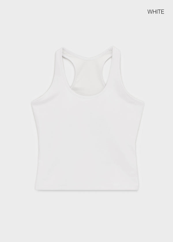 [B-BASIC] Basic Cotton Span Mango Halter Neck Sleeveless (Built-in Cap)