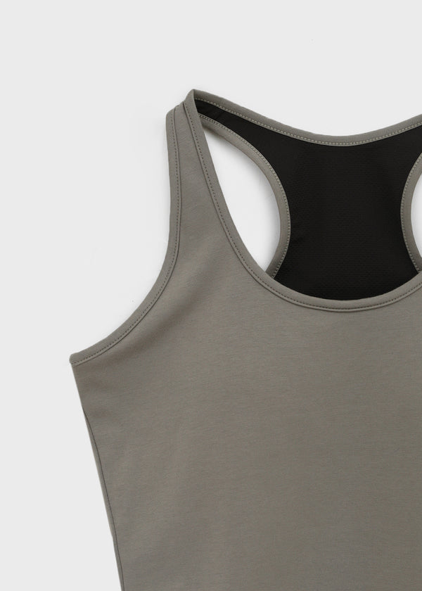 [B-BASIC] Basic Cotton Span Mango Halter Neck Sleeveless (Built-in Cap)