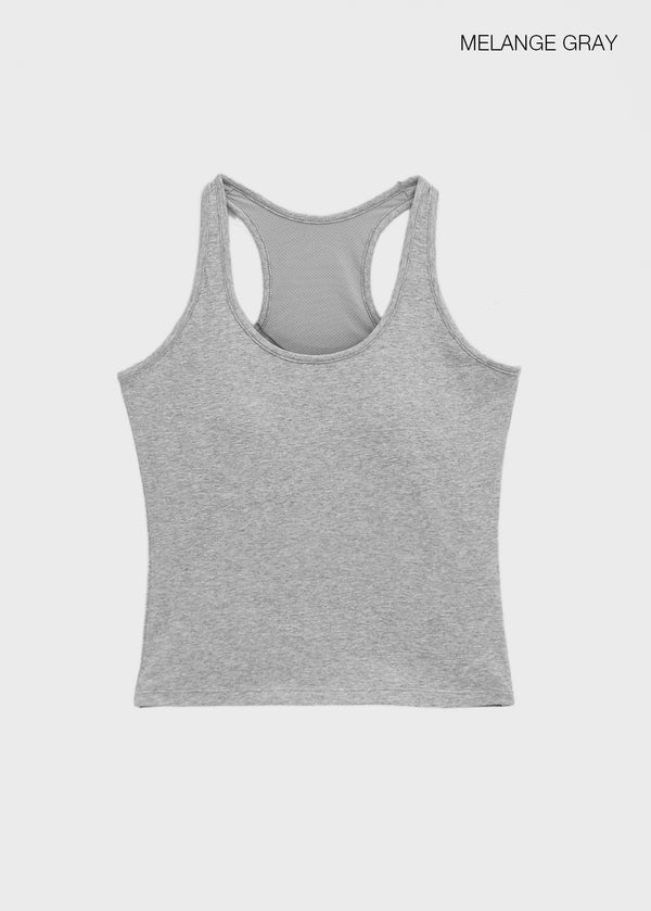 [B-BASIC] Basic Cotton Span Mango Halter Neck Sleeveless (Built-in Cap)