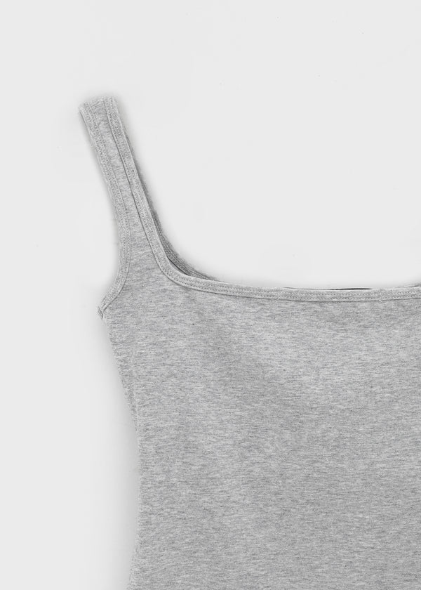 [B-BASIC] Basic Cotton Span Square Neck Sleeveless (Built-in Cap)