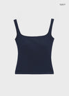 [B-BASIC] Basic Cotton Span Square Neck Sleeveless (Built-in Cap)
