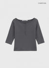 [B-BASIC] Tension Standard Henley Neck 3/4 Sleeve T-shirt (2size)