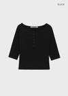 [B-BASIC] Tension Standard Henley Neck 3/4 Sleeve T-shirt (2size)