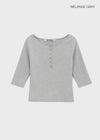 [B-BASIC] Tension Standard Henley Neck 3/4 Sleeve T-shirt (2size)