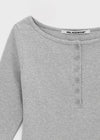 [B-BASIC] Tension Standard Henley Neck 3/4 Sleeve T-shirt (2size)