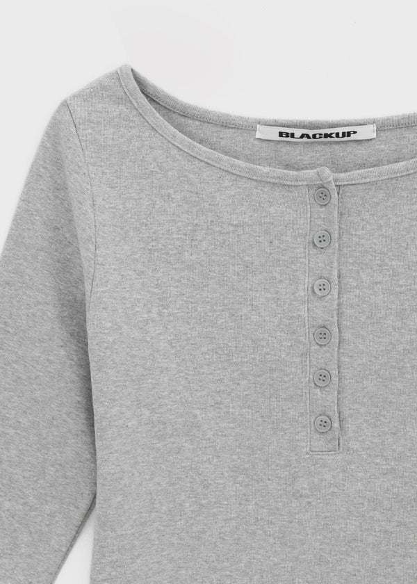 [B-BASIC] Tension Standard Henley Neck 3/4 Sleeve T-shirt (2size)