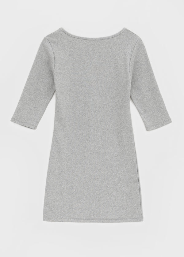 [B-BASIC] Tension Standard Henley Neck 3/4 Sleeve Mini Dress (2 SIZE)