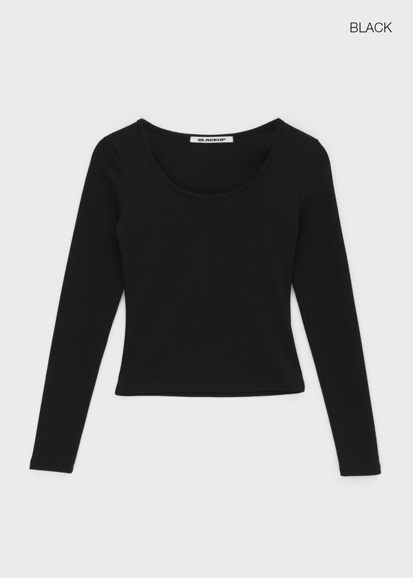 [B-BASIC] Tension Standard Slim U-Neck Long Sleeve Tee (2 SIZE)