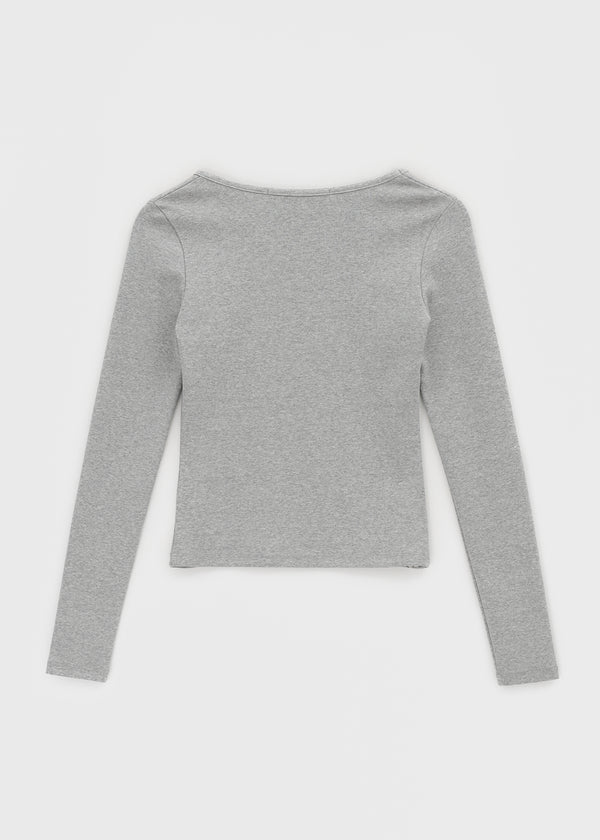 [B-BASIC] Tension Standard Slim U-Neck Long Sleeve Tee (2 SIZE)