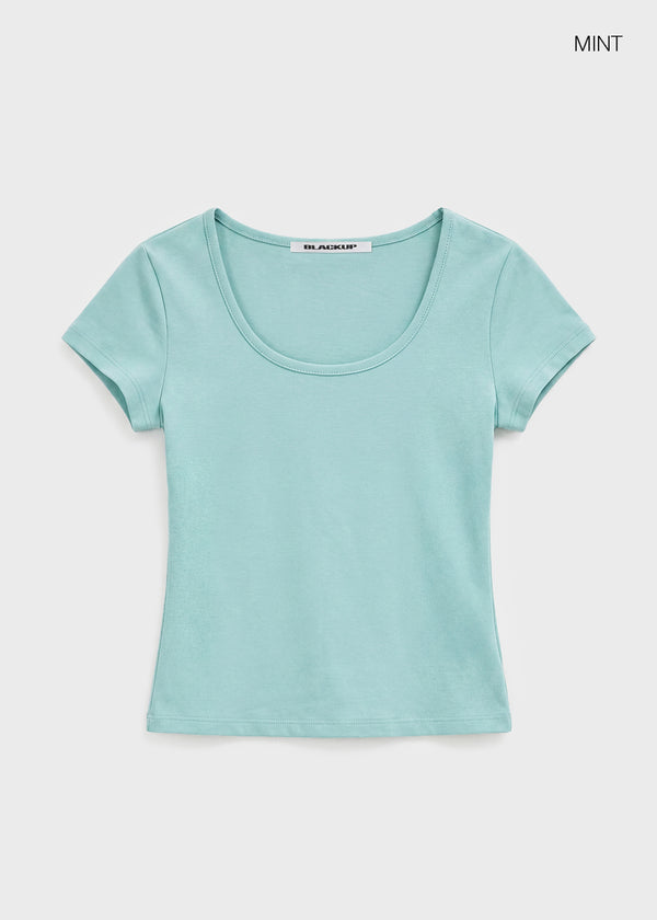 [B-BASIC] Tension Standard Slim U-Neck Short Sleeve Tee (2 SIZE)