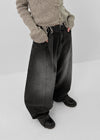 Funnuff Belt Balloon Wide Denim Pants