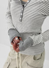 [MADE] Hiko Layered Stripe Halter Henley Neck Long Sleeve T-shirt