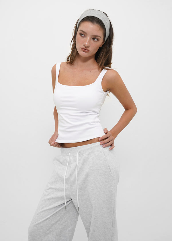 [B-BASIC] Basic Cotton Span Square Neck Sleeveless (Built-in Cap)