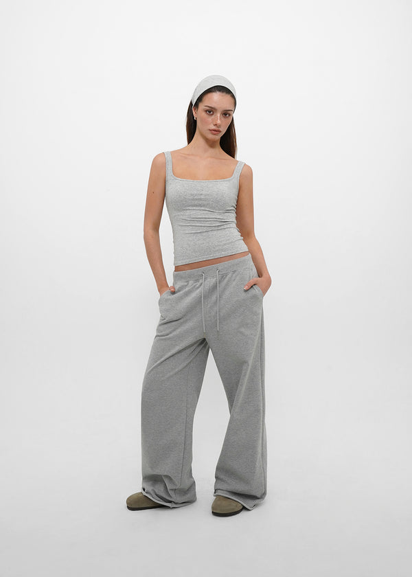 [B-BASIC] Basic Cotton Span Square Neck Sleeveless (Built-in Cap)