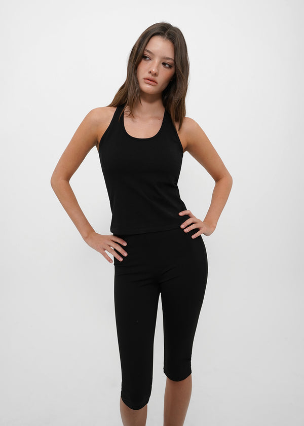 [B-BASIC] Basic Cotton Span Mango Halter Neck Sleeveless (Built-in Cap)