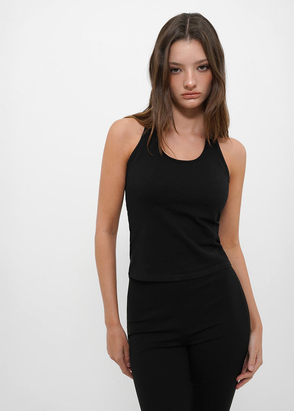 [B-BASIC] Basic Cotton Span Mango Halter Neck Sleeveless (Built-in Cap)
