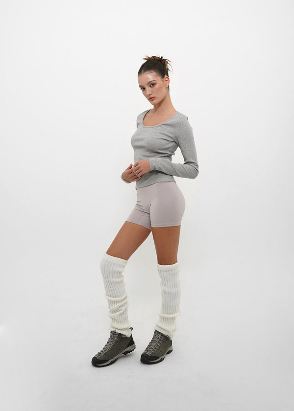 [B-BASIC] Tension Standard Slim U-Neck Long Sleeve Tee (2 SIZE)