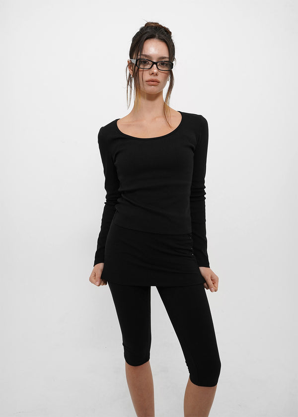 [B-BASIC] Tension Standard Slim U-Neck Long Sleeve Tee (2 SIZE)