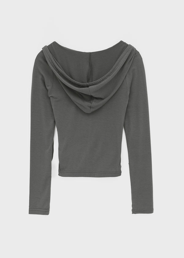 Rekira Hooded Wrap Long Sleeve T-shirt