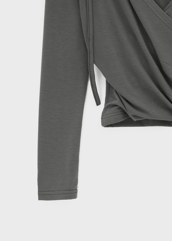 Rekira Hooded Wrap Long Sleeve T-shirt