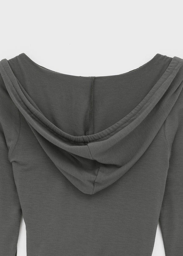 Rekira Hooded Wrap Long Sleeve T-shirt