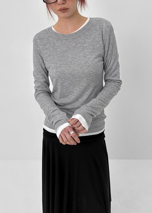 Fredit Tencel Layered Long Sleeve T-shirt