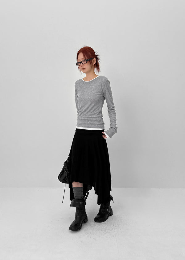 Fredit Tencel Layered Long Sleeve T-shirt