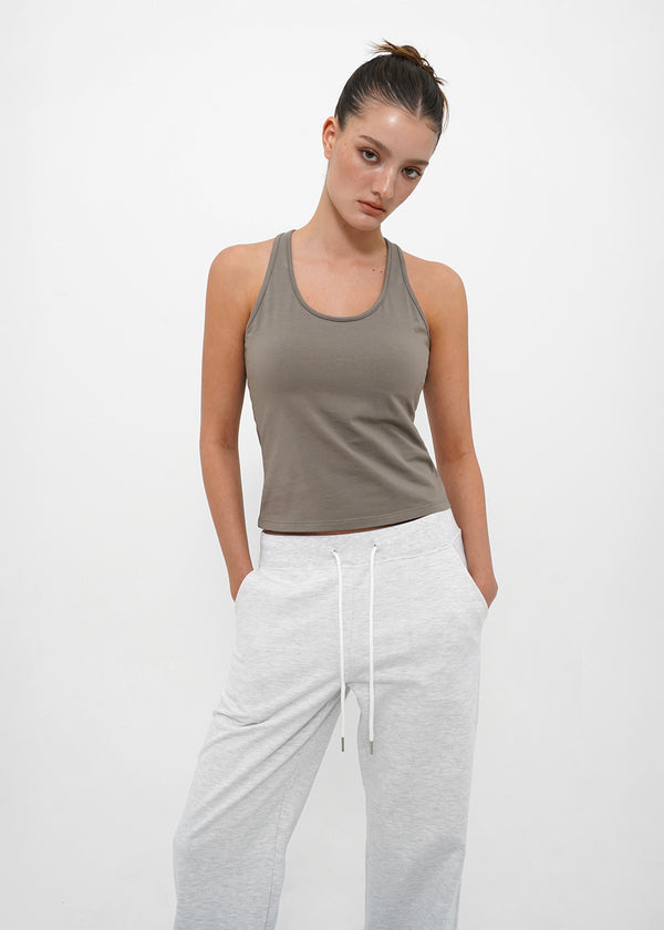 [B-BASIC] Basic Cotton Span Mango Halter Neck Sleeveless (Built-in Cap)