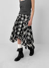 Sati Unbal Check Midi Skirt