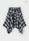 Sati Unbal Check Midi Skirt