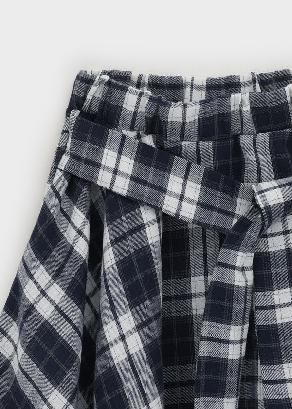 Sati Unbal Check Midi Skirt