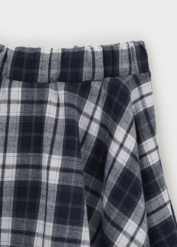 Sati Unbal Check Midi Skirt