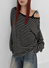 Gati Stripe Boat Neck Long Sleeve T-shirt