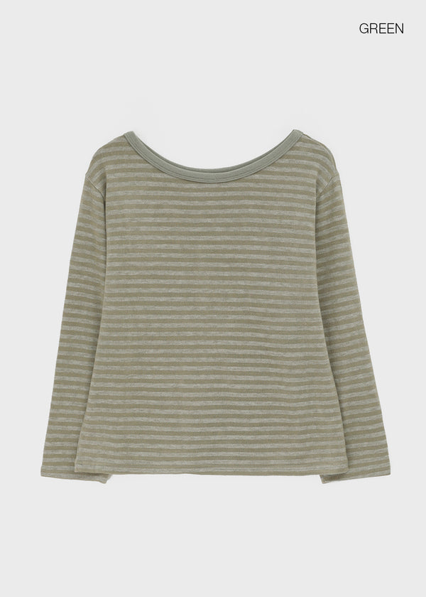 Gati Stripe Boat Neck Long Sleeve T-shirt