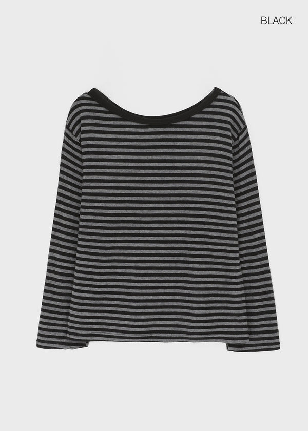 Gati Stripe Boat Neck Long Sleeve T-shirt