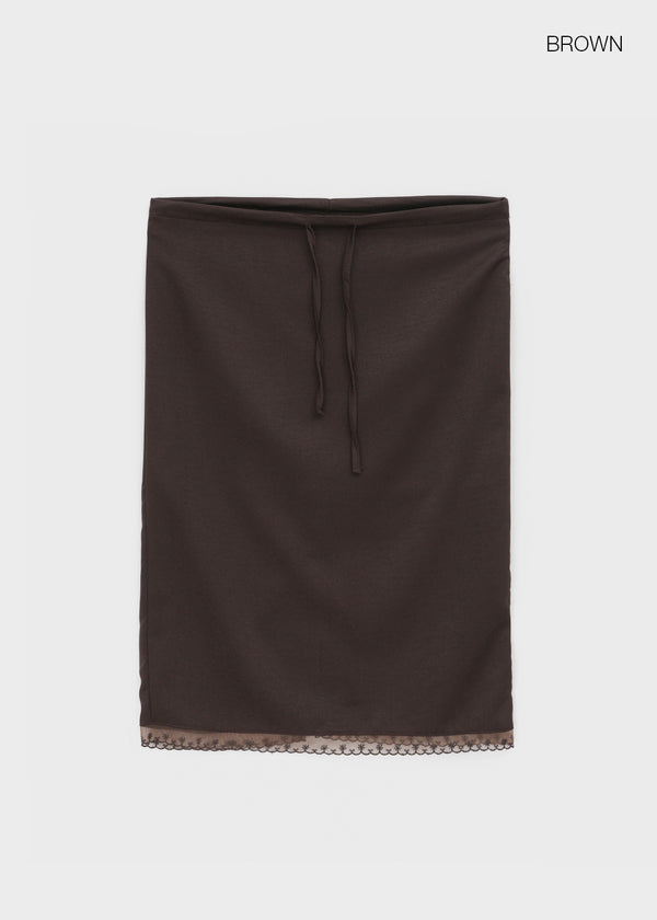 Etro Lace Satin Midi Skirt