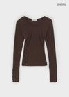 Samanthi Button V-neck Long Sleeve T-shirt