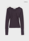 Samanthi Button V-neck Long Sleeve T-shirt