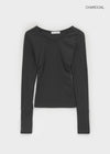 Samanthi Button V-neck Long Sleeve T-shirt