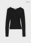 Samanthi Button V-neck Long Sleeve T-shirt
