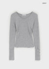Samanthi Button V-neck Long Sleeve T-shirt